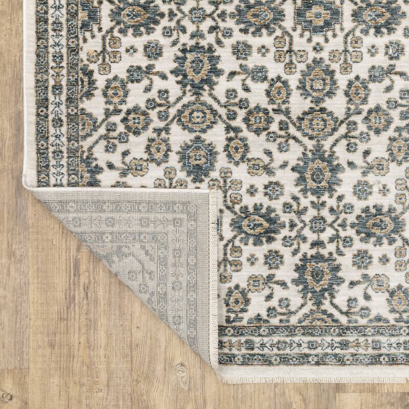Style Haven Estella Floral Oriental Ivory/ Blue Area Rug