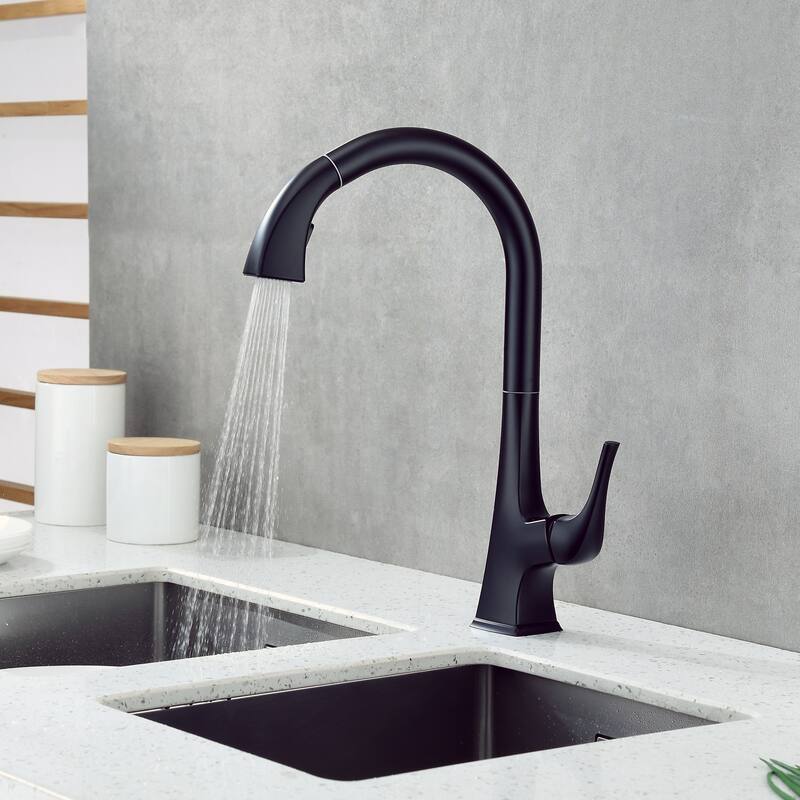 Luxier KTS20 Single Handle Pull Down Sprayer Kitchen Faucet