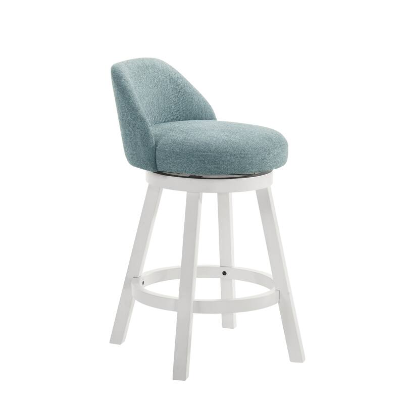 Erika Upholstered Swivel Bar Stool, Counter Height Barstool with Fabric Seat