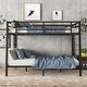 preview thumbnail 2 of 7, Black Full XL over Queen Size Metal Bunk Bed with Fence & Space-Saving Design