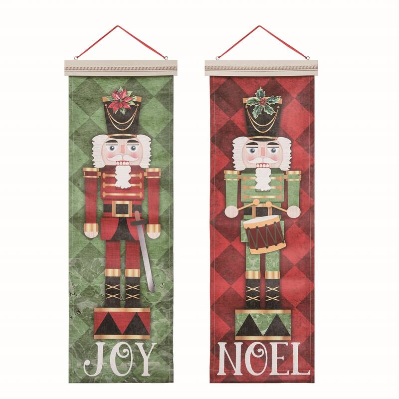 Transpac Canvas/MDF Nutcracker Decor Set of 2 Christmas Home Decorations