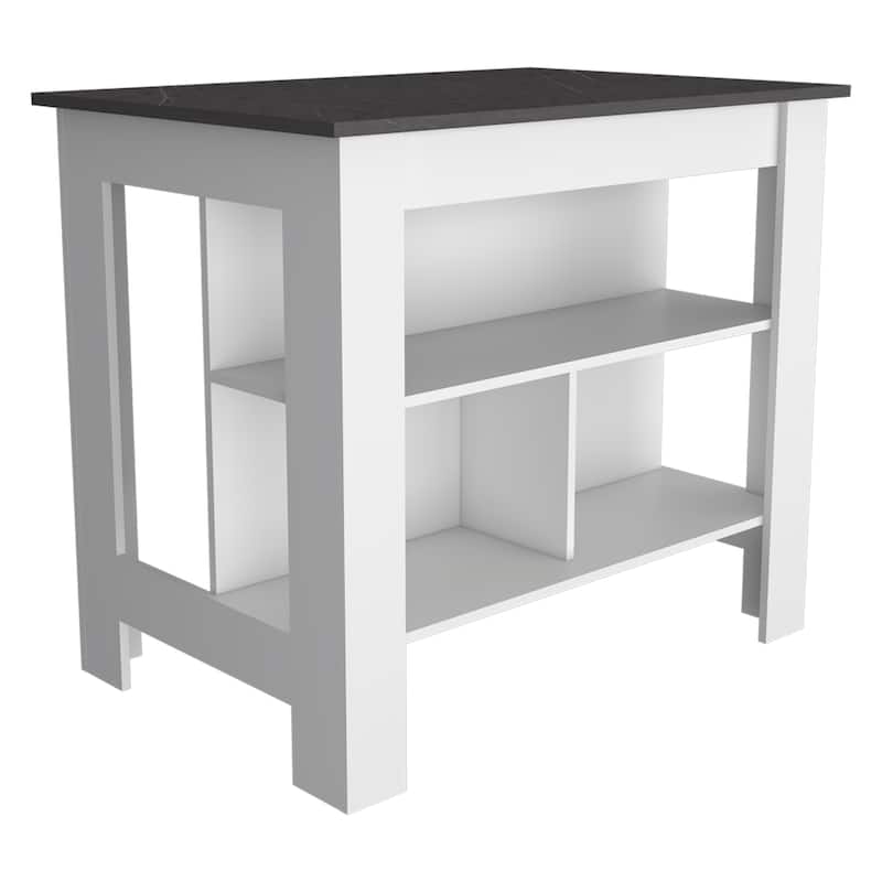3-Shelf Kitchen Island,Storage Island - White