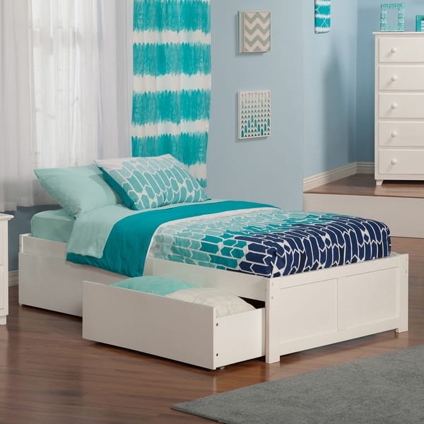 slide 2 of 11, Concord Platform Bed with Footboard and Storage Drawers White - Twin