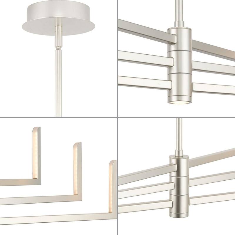 Pivot LED Collection Modern Burnished Nickel Chandelier with Downlight - 28.25 in x 28.25 in x 8.75 in