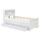 preview thumbnail 9 of 26, Twin Platform Bed with Storage Headboard, USB, Twin Size Trundle and 3-Drawers, White
