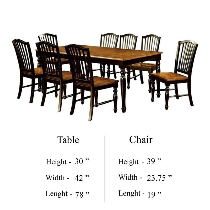 Gin 7pc Dining Table Chair Set, Extendable 60-78 Inch Oak Brown, Black