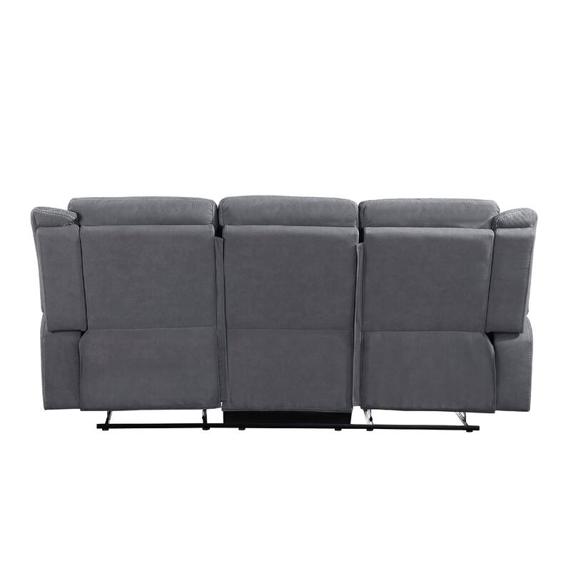 Lenny Manual Double Reclining Sofa, Gray Microfiber, Foam, 86 Inch