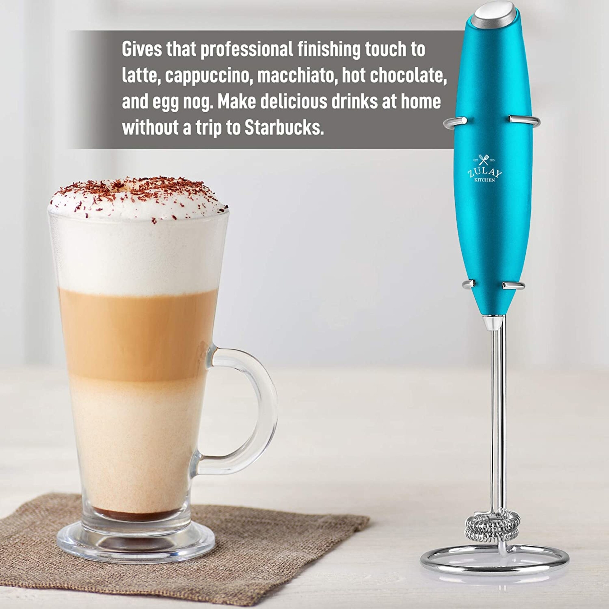 Zulay Double Whisk Milk Frother Handheld Mixer - High Powered Frother For  Coffee With Improved Motor - Electric Whisk Drink Mixer For Cappuccino,  Frappe, Matcha… in 2023