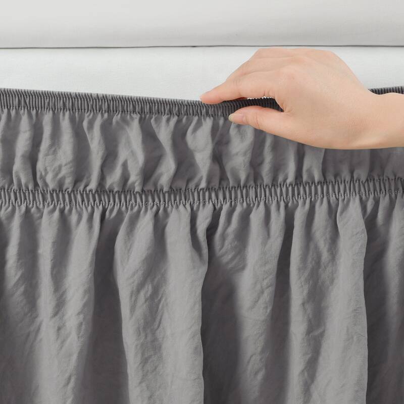 Lush Decor Ruched Ruffle Elastic Easy Wrap Around Bedskirt