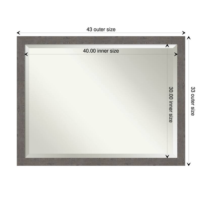 Beveled Wall Mirror - Rustic Plank Narrow Frame - Rustic Plank Grey Narrow - Mirror Size: 40 x 30