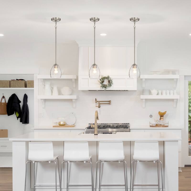 1-Light 5 inch Brushed Nickel Mini Pendant Light with Seedy Glass Shade