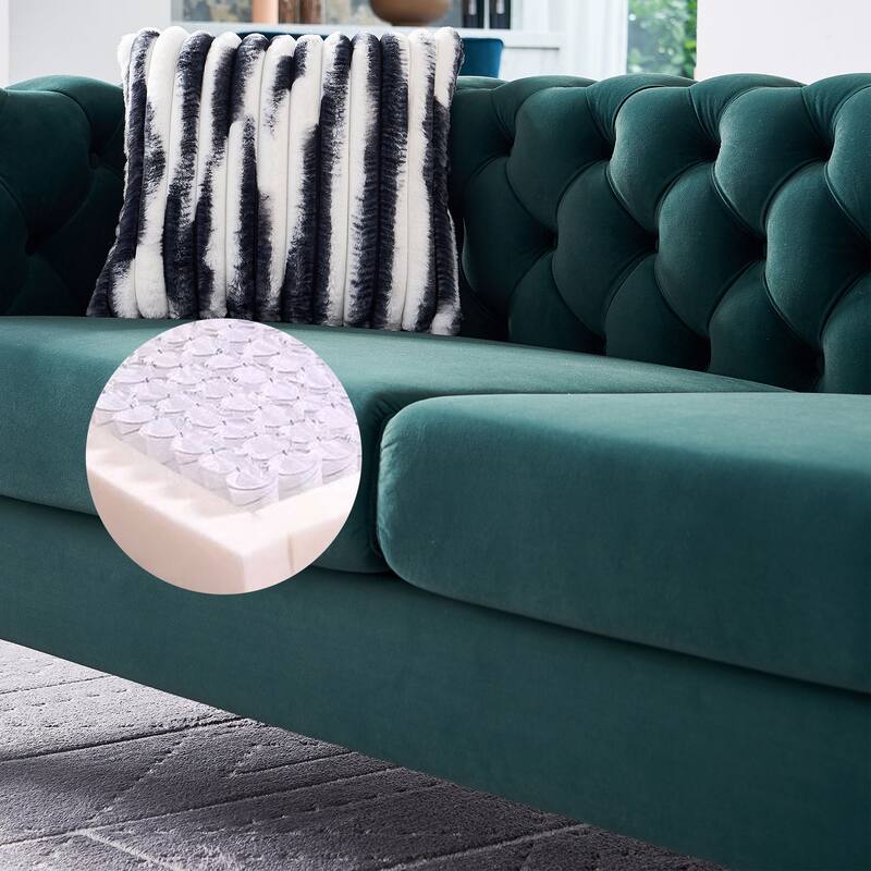 2-seater ButtonTufted Chesterfield Loveseat with 2 Toss Pillows