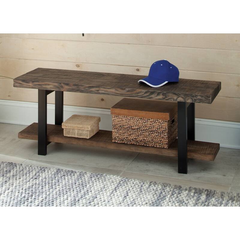 Lawrence Reclaimed Wood Bench with Shelf