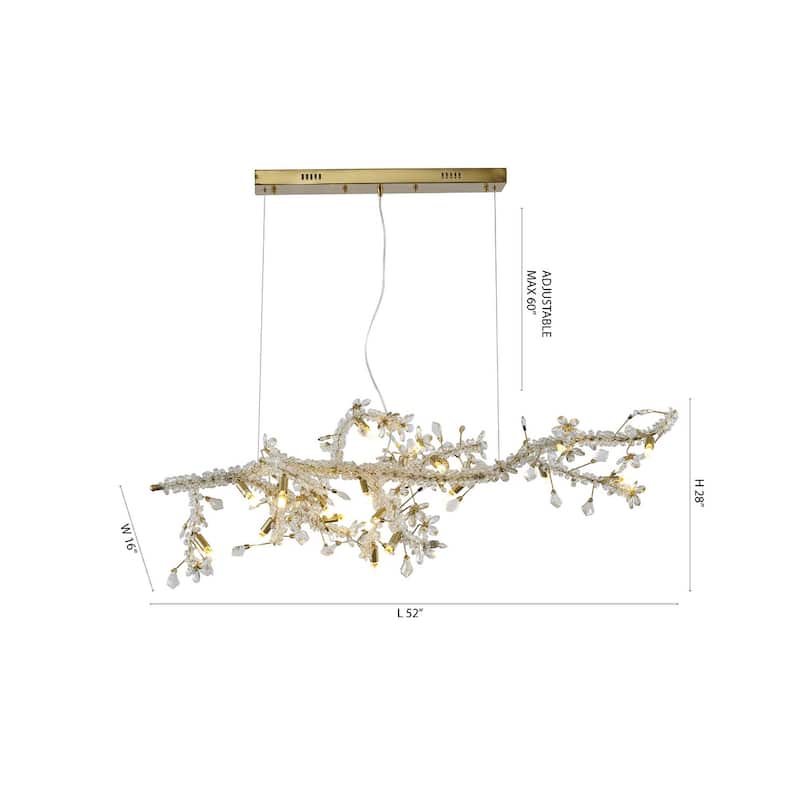 20-Light Clear and Champagne Crystal Branch Chandelier