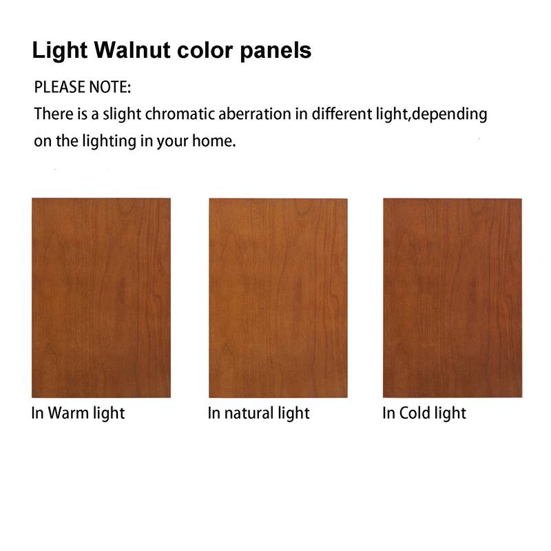 Anmytek Traditional Light Walnut Curio Cabinet with LED Lighting and Adjustable Glass Shelves