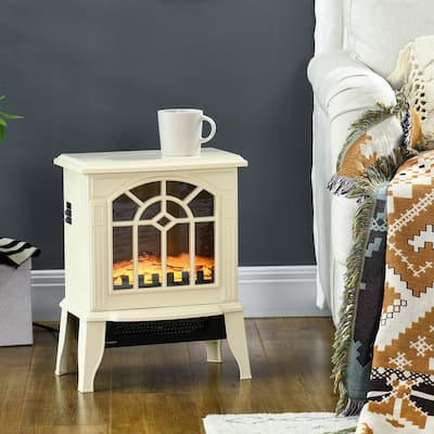 HOMCOM 18" Electric Fireplace Heater, Fireplace Stove with Realistic LED Flames and Logs, Overheating Protection