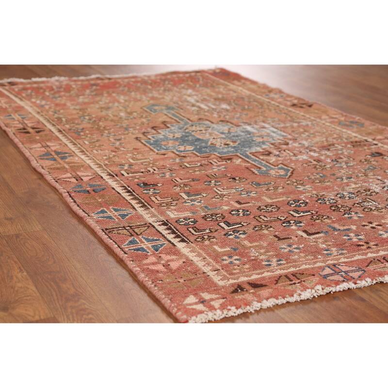 Hand Knotted Oriental 100% Wool Carpet Traditional Geometric Oranges & Rust Hamedan Area Rug - 6' 0'' X 3' 7''