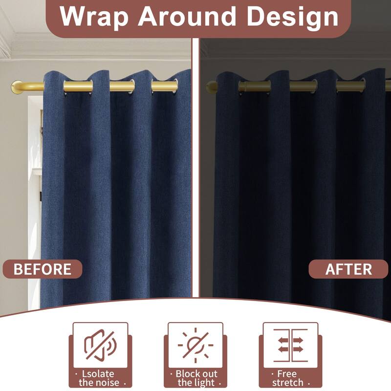 Meriville 1-Inch Diameter Wrap Around Blackout Curtain Rod, Round Base