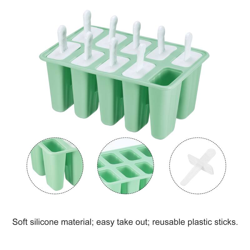 Silicone Ice Pops Molds 10Pcs, with Sticks Funnel and Cleaning Brush