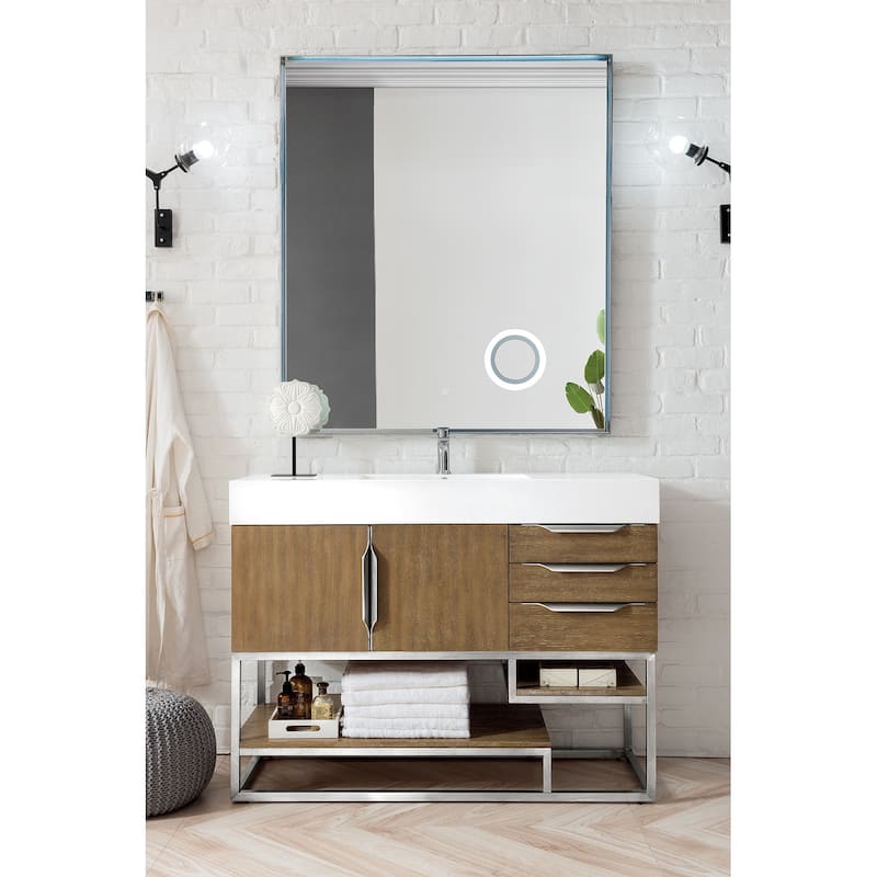 James Martin Vanities Columbia 48" Single Vanity, Latte Oak with Brushed Nickel Hardware