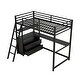 preview thumbnail 6 of 26, Twin Size Metal&Wood Loft Bed with Desk and Shelves, Two Built-in Drawers