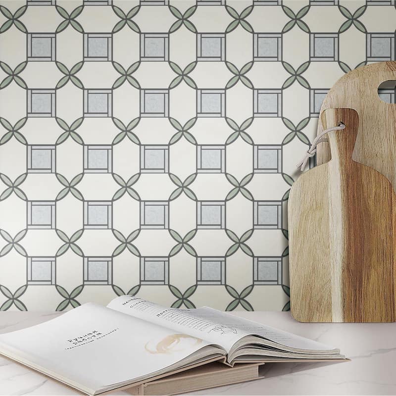 Water Jet Marble Novelty Mosaic Wall & Floor Tile - Case (10 Sheets)