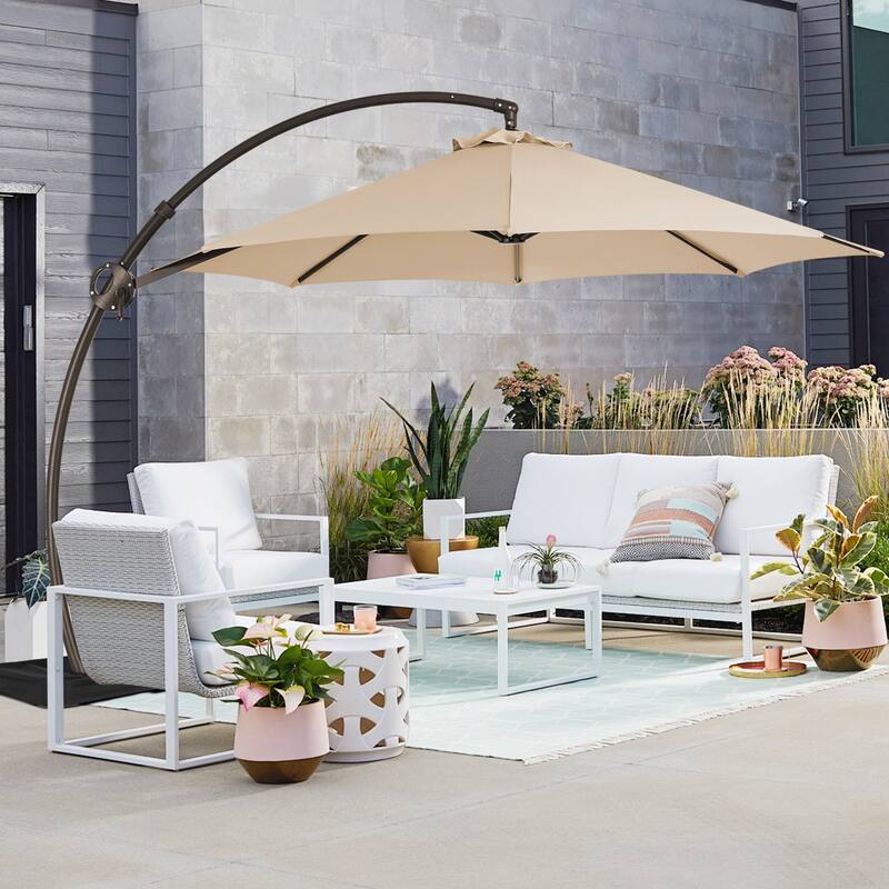 10 ft.Aluminum Curvy Cantilever Offset Hanging Patio Umbrella With Sandbag Base