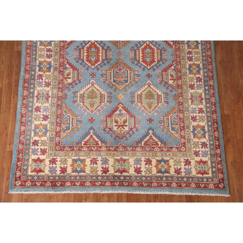 Blue Kazak Oriental Area Rug Handmade Wool Carpet - 6'1" x 8'10"