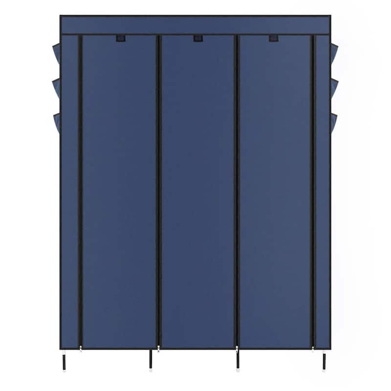 69" High-leg Non-woven Fabric Assembled Cloth Storage Wardrobe Closet,Navy Blue