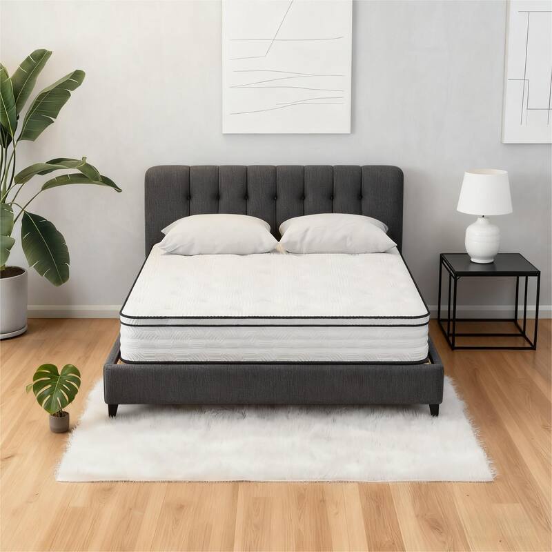 GDFStudio - Cassian 12 Inch Queen Size Memory Foam Mattress,7 Zone Pocket Spring,Medium Firm Support - White - Queen - Medium