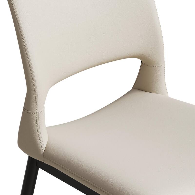 Modern Minimalist Pu Leather Dining Chairs Set Of 2, Comfortable Backrest Design, Metal Leg Support, Suitable For Restaurants