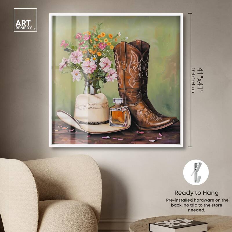 Spring Green Cowboy Necessities Shadowbox by Art Remedy