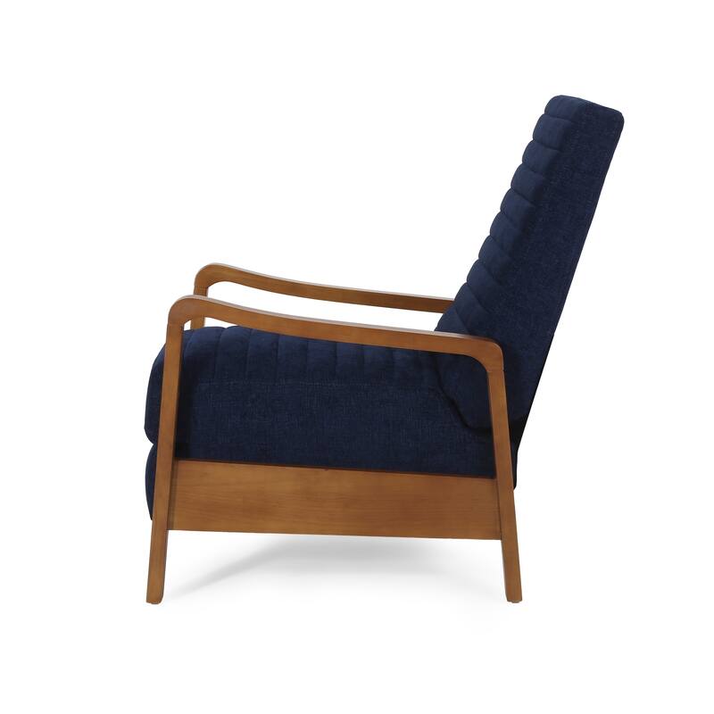 Roomfitters Fabric Wood Hand Manual Club Recliner, Comfortable Recliner for Living Room, Navy Blue