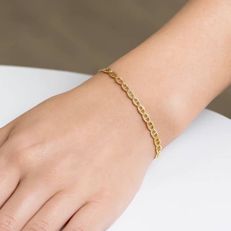 MayaMila 2.3mm 10k Yellow Gold Mariner Link Bracelet