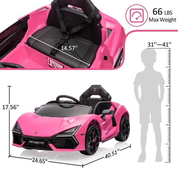 dimension image slide 1 of 7, 12V Kids Ride On Car, Licensed Lamborghini Revuelto Electric Car for Kids