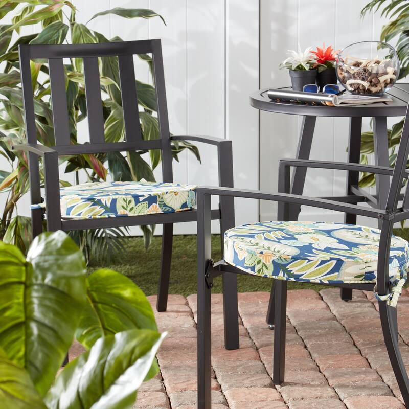 Greendale Home Fashions 18" Round Outdoor Chair Pad (Set of 2) - Marlow Blue Floral