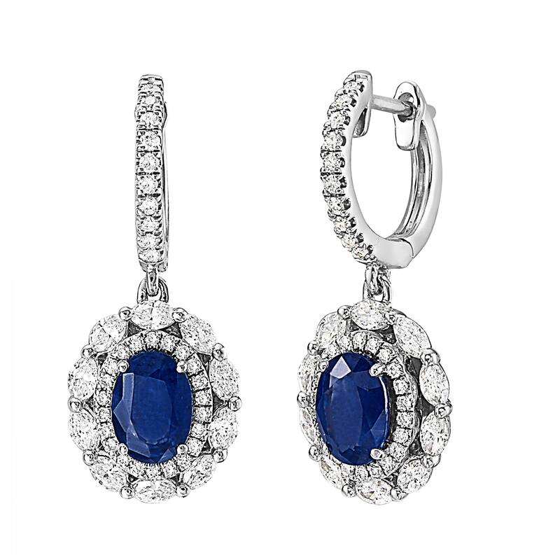 EFFY 14K Gold Diamond Sapphire Drop Earrings
