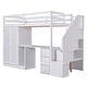 preview thumbnail 30 of 34, Twin Loft Bed with Wardrobe, Desk, Drawers, Cabinet, and Staircase, Grey