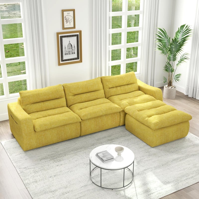 Ultra Comfy Lazy Beanbag Sofa, Modular L-Shape Compact Combined Seat