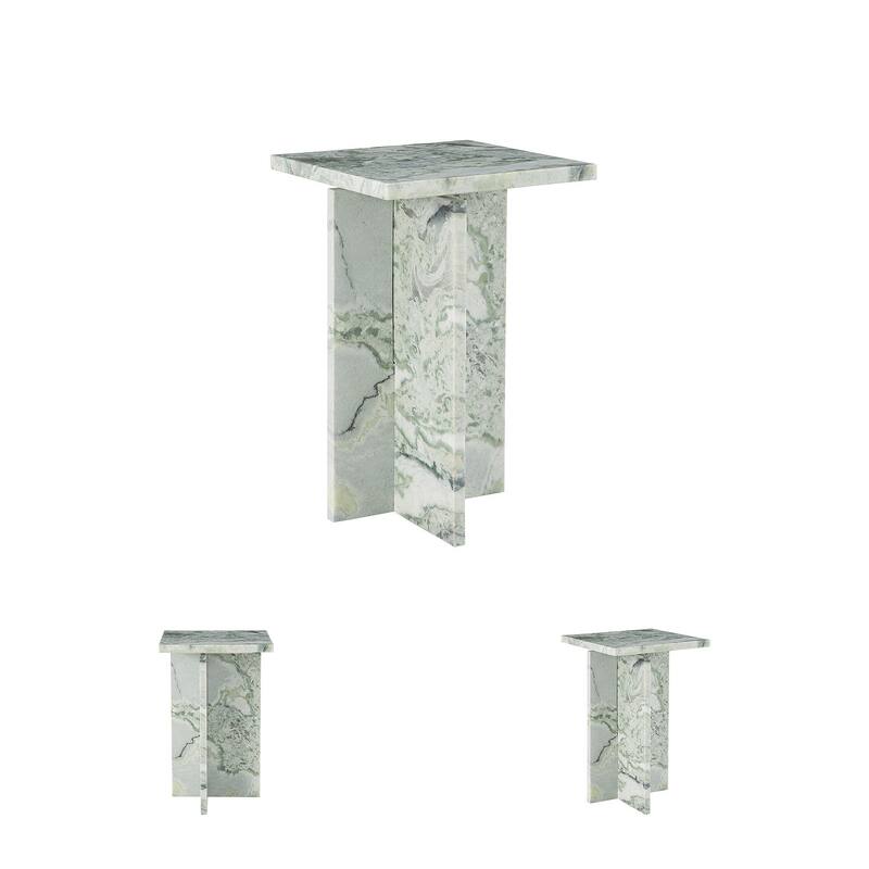 Signature Design by Ashley Deaconwell White/Green Accent Table - 14" W x 14" D x 22" H