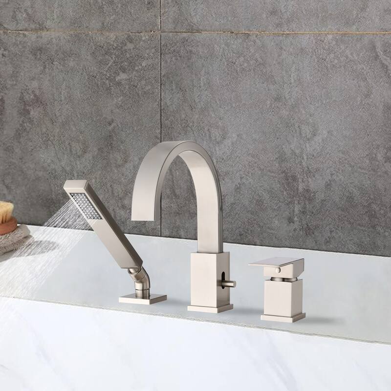 Modern Waterfall Bathroom Tub Faucet with Sprayer, 360 Degree Swivel Spout, Control Water Temperature and Flow