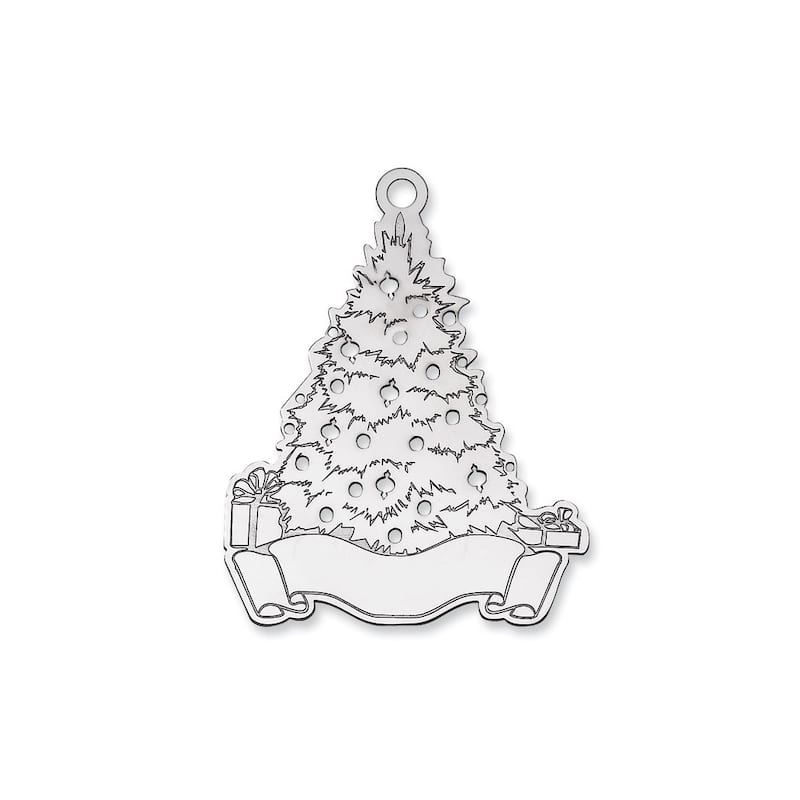 Curata Sterling Silver Rhodium-Plated Blank Christmas Tree Ornament