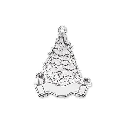 Curata Sterling Silver Rhodium-Plated Blank Christmas Tree Ornament