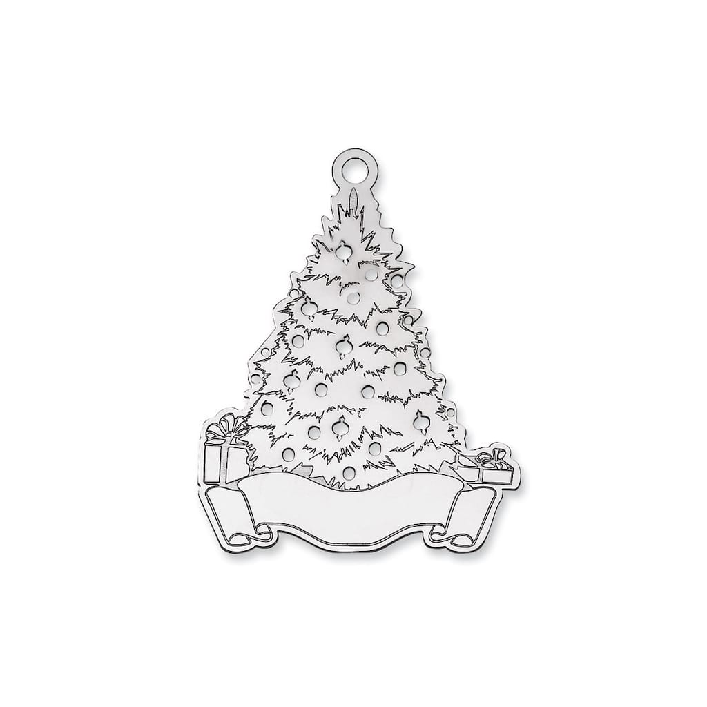 Curata Sterling Silver Rhodium-Plated Blank Christmas Tree Ornament