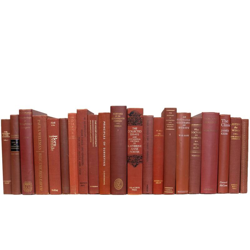 Books Red Decorative Accessories: Vintage Sienna Color By The Foot