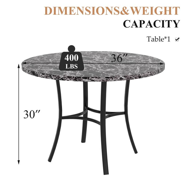 VECELO Round Dining Table, Metal Frame Dining Chairs, Modern Dining Table and Chairs Set for 2-4 People, 3 Options