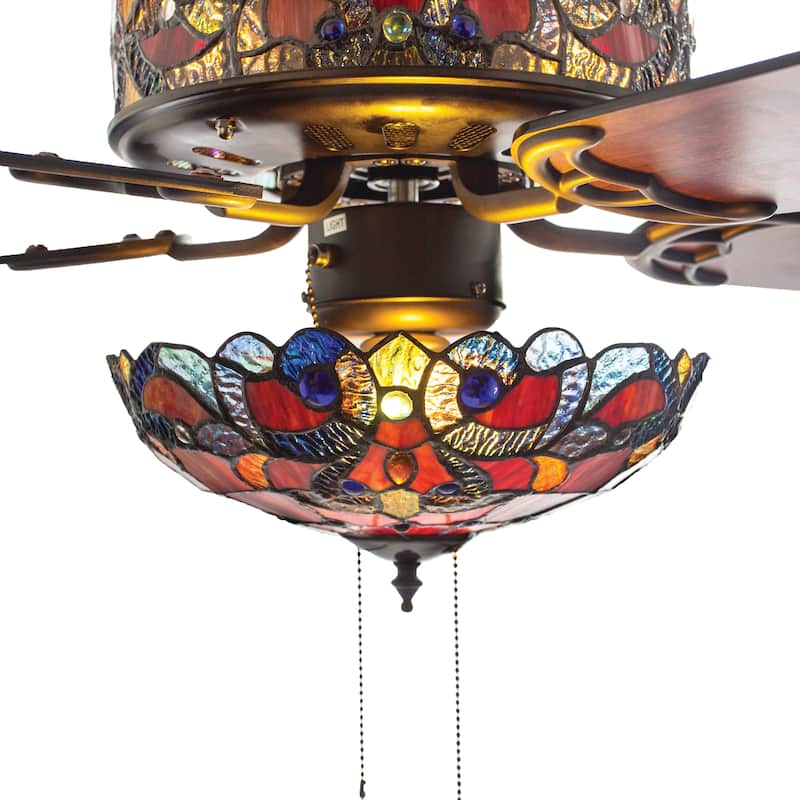 Copper Grove Guasipati 52-inch Tiffany-style Magna Carta Ceiling Fan - 52"L x 52"W x 16.5