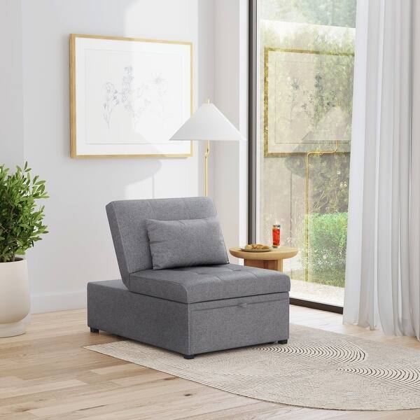 slide 2 of 4, Convertible Sofa Bed with Roll Pillow - 75.5" - Gray