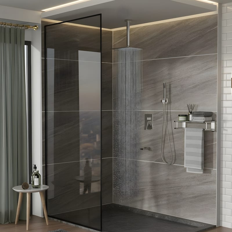 Ceiling Mount Shower with Waterfall Tub Spout and Hand Shower