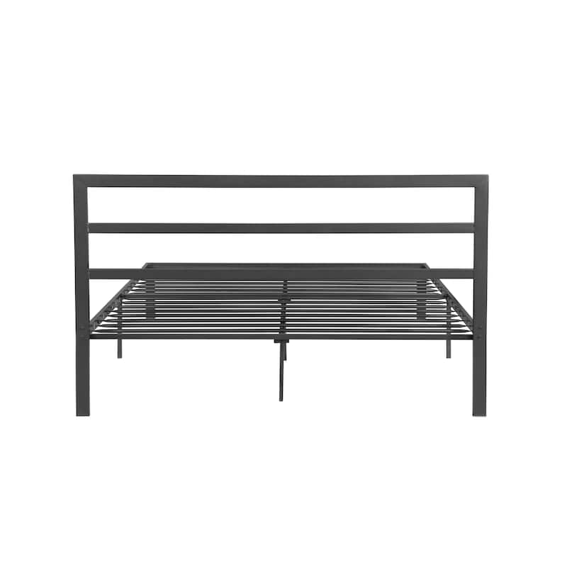 Charcoal Grey Modern Queen Size Metal Platform Bed with Headboard